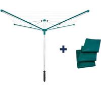 Séchoir parapluie Leifheit Linomatic 500 Deluxe Cover 82007, étendoir jardin avec fils rétractables et 50m d'étendage, housse, vert
