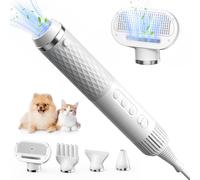 Séchoir Portable pour Chien 4-en-1 avec 4 Buses, Sèche Rapidement Pulseur Chien sèche-Cheveux pour Animaux de Compagnie avec Vitesse et température réglables pour la Maison, Le Voyage et Le Camping