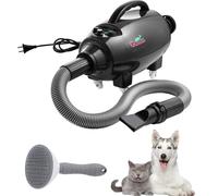 Séchoir Pulseur, Pulseur Chien, Professionnel Souffleur Chien Séchoir Sèche, Pulseur Pour Chien, Souffleur De Soins Pour Chien Avec 4 Buses Différentes, Tuyau Élastique Et Brosse D'entretien
