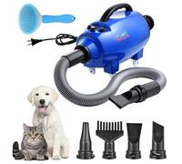 Séchoir Pulseur, Pulseur Chien, Professionnel Souffleur Chien Séchoir Sèche, Pulseur Pour Chien, Souffleur De Soins Pour Chien Avec 4 Buses Différentes, Tuyau Élastique Et Brosse D'entretien
