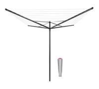 Brabantia - Séchoir Rotatif Topspinner - Etendoir Linge - Antidérapantes - Résistantes aux UV, 50 m - Rotation Fluide - Compatible avec Les Cintres - avec Ancre de Sol - Anthracite - ø 295 cm