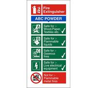 Seco ABC Panneau d'extincteur à poudre 100 mm x 200 mm - Vinyle auto-adhésif blanc