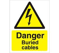 Seco Danger Buried Cables Sign, 300mm x 400mm - 1mm Semi Rigid Plastic