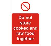 Seco Do Not Store Cooked and Raw Food Together Sign, 200mm x 300mm - Self Adhesive Vinyl