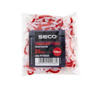 Seco Lot de 100 étiquettes de trésorerie en plastique avec barre transversale Rouge 25 mm
