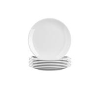 SECO Lot de 6 assiettes rondes en mélamine de 18 cm, durables et résistantes aux rayures, blanc