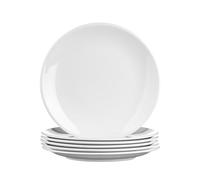 SECO Lot de 6 assiettes rondes en mélamine de 23 cm, durables et résistantes aux rayures, blanc