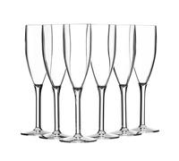 SECO Lot de 6 flûtes à champagne réutilisables en polycarbonate de 190 ml, faciles à tenir, pratiquement incassables, parfaites pour les événements, le camping, les repas en plein air - Transparent