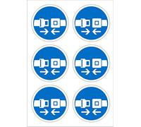 Seco Lot de 6 pictogrammes portant la ceinture de sécurité, 60 mm de diamètre - Vinyle autocollant