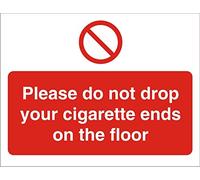 Seco Panneau autocollant en vinyle avec inscription « Please Do Not Drop Your Cigarette Ends On The Floor », 400 mm x 300 mm