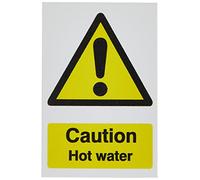 Seco Panneau autocollant en vinyle « Caution Hot Water », 150 mm x 200 mm