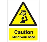 Seco Panneau autocollant en vinyle Caution Mind Your Head 200 mm x 300 mm