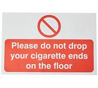 Seco Panneau autocollant en vinyle « Please Do Not Drop Your Cigarette Ends On The Floor » - 300 mm x 200 mm