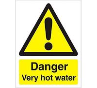 Seco Panneau « Danger Very Hot Water », 50 mm x 75 mm (lot de 5) - 1 mm en plastique semi-rigide