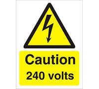 Seco Panneau d'avertissement 240 Volts, 200 mm x 300 mm - Vinyle autocollant