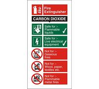 Seco Panneau d'extincteur au dioxyde de carbone 100 mm x 200 mm - 1 mm en plastique semi-rigide, blanc