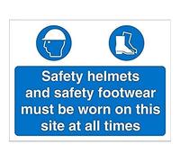 Seco Panneau en mousse PVC de 3 mm d'épaisseur pour casque et chaussures de sécurité « Safety Helmets and Safety Footwear Must Be Worn On This Site at All Times » 400 mm x 300 mm