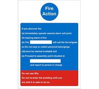 Seco Panneau en vinyle autocollant Fire Action 150 mm x 200 mm