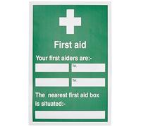 Seco Panneau en vinyle autocollant First Aid - Your First Aiders are/The Nearest First Aid Box is Situated - 200 mm x 300 mm