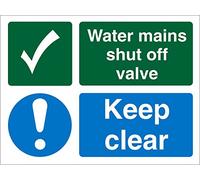 Seco Panneau en vinyle autocollant « Water Mains Shut Off Valve », 100 mm x 75 mm