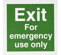 Seco Panneau « Exit For Emergency Use Only » - 150 mm x 150 mm - Plastique semi-rigide de 1 mm