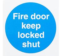 Seco Panneau « Fire Door Keep Locked Shut », 100 mm x 100 mm - Vinyle autocollant, vert