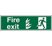 Seco Panneau « Fire Exit » conforme à la norme NHS Fire Exit - Fire Exit, Fire Man Running Right », 450 mm x 150 mm - 1 mm en plastique semi-rigide