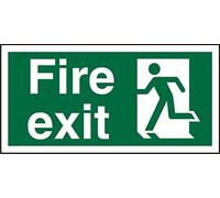 Seco Panneau « Fire Exit » - Fire Exit & Man Running Left - 200 mm x 100 mm - Plastique semi-rigide de 1 mm