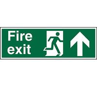 Seco Panneau « Fire Exit » - Fire Exit, Man Running Right, flèche pointant vers le haut, 450 mm x 150 mm - Plastique semi-rigide de 1 mm