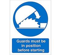 Seco Panneau « Guards Must Be in Position Before Starting », 200 mm x 300 mm - Plastique semi-rigide de 1 mm