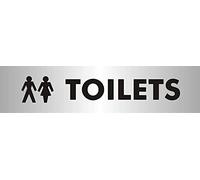 Seco Panneau WC avec pictogramme 190 x 45 mm - 2 mm effet aluminium brossé acrylique