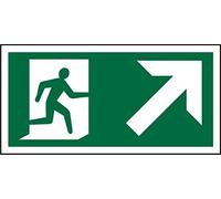 Seco Pictogramme Fire Exit - Man Running Right & Arrow Pointing Up & Right Pictogramme, 300 mm x 150 mm - 1 mm en plastique semi-rigide