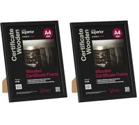 SECO Stewart Superior Cadre en bois avec verre de sécurité en plexiglas Noir Format A4 (Lot de 2)