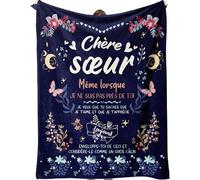 SECOGM Cadeau Sœur, Cadeau Sœur Anniversaire, Plaid Couverture Idee Cadeau pour Femme, Noel Saint Valentin Original Utile Cadeau pour Ma Grande Petite Belle Sœurs, 152cmx127cm(Bleu Marine)