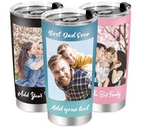 SECOGM Gobelet Personnalisé avec Photo et Prénom - Mug Isotherme 20 Oz avec Paille - Cadeau Pour La Fête des Mères, Anniversaires Ou Vos Proches - Pour Maman, Papa et Amis (BLUE)