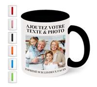 SECOGM Tasse Personnalisée Les 2 Côtés Avec Photo et Texte -Mug Personnalisé-Cadeau Fete Des Mere pour Maman Meilleur Ami Anniversaire-Polices et Couleurs Personnalisée-11Oz