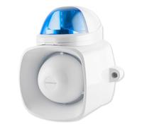 SecoLarm SH816SSQB Sirène autonome avec lumière stroboscopique, sirène 120 dB, entrée audio pour la diffusion de messages ou la lecture audio, IP65, résistant aux intempéries, blanc avec lumière