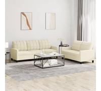 SECOLI Ensemble de canapés, 3 places + 2 places, 3-2 places, en cuir synthétique, pour salon, crème