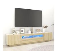 SECOLI Meuble TV bas avec LED - 200 cm - Meuble TV - Meuble TV - Meuble TV - Meuble TV - Buffet pour salon, chambre à coucher - Chêne Sonoma