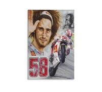 SECOLI Poster sur toile compatible avec Marco Simoncelli - Impression haute définition pour la maison ou le bureau - Art mural - 40 x 60 cm