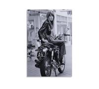 SECOLI Poster sur toile Françoise Hardy sur une moto, impression haute définition pour la maison, le bureau, décoration murale, style sans cadre, 60 x 90 cm