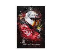 SECOLI Poster sur toile Sebastian Vettel Formula Racing Racer Art Impression haute définition pour la maison ou le bureau 50 x 75 cm