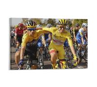 SECOLI Tadej Pogacar Rides to Victory Cycliste Impression sur toile haute définition pour la maison ou le bureau Style cadre 50 x 75 cm