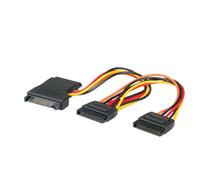 Secomp Adaptateur Y SATA 15-pin Mâle vers 3x SATA 15-pin Femelle, 0.3m, Noir, Référence 11.03.1041 - Câble d'alimentation SATA splitter
