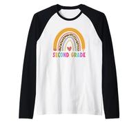 Second 2nd Grade Teacher Student Boho Rainbow Back to School Manche Raglan