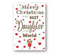 Second Ave Carte de vœux de Noël pour enfant Motif ourson Inscription Best Daughter