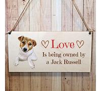 Second Ave Plaque rectangulaire en bois à suspendre Motif chien Jack Russell