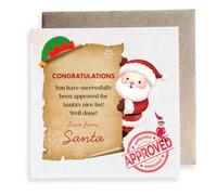 Second Ave Santa's Nice List Carte de Noël carrée pour enfants et bébés Carte de vœux de Noël pour garçon ou fille