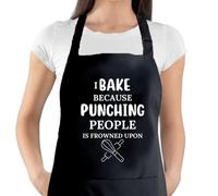 Second Ave Tablier de cuisine unisexe avec inscription « I Bake Instead of Punching People » Noir, Noir , taille unique