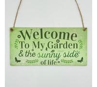 Second Ave Welcome to My Garden Plaque rectangulaire en bois à suspendre